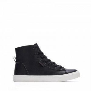 Black Women's Rockfish Classic 775 Lace Up With Full Zip Microfibre Faux Leather High-Top Sneakers | LIO8074QF