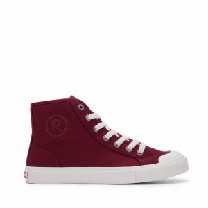 Dark Red Women's Rockfish Original 745 Water Repellent Canvas High-Top Sneakers | EAP9819LC