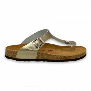 Gold Yellow Women's Rockfish Nixie Thong Cork Flatform Flip Flop Sandals | FQM913PT