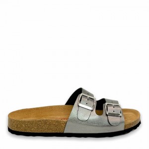 Grey Silver Women's Rockfish Kendall Two-Strap Double Strap Sandals | DIZ8527VS