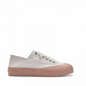 White Pink Women's Rockfish 747 Lazy Heel Canvas Trainer Low-Top Sneakers | DBB4061NQ