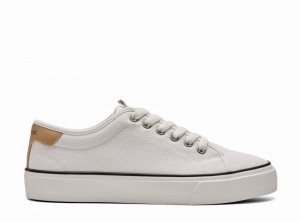 White Women's Rockfish 779 Platform Heel Canvas Low-Top Sneakers | FJR3463XK