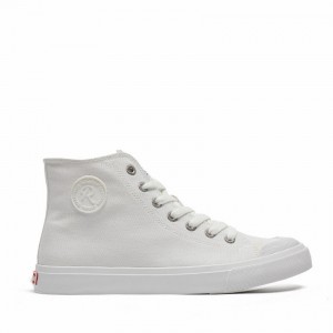 White Women's Rockfish Classic 746 Canvas High-Top Sneakers | VEN518SX