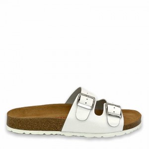 White Women's Rockfish Kendall Two-Strap Double Strap Sandals | AHS9937IJ