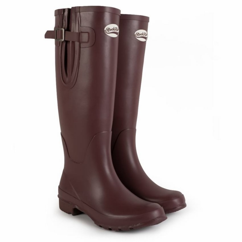 Black Brown Women's Rockfish Everyday Tall Side Adjustable Wellington Boots | CAV2287LE