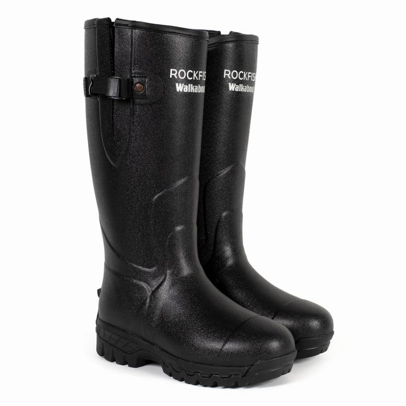 Black Men's Rockfish Walkabout Tall Side Adjustable 5mm Neoprene Insulated Wellington Boots | FUU5548LM