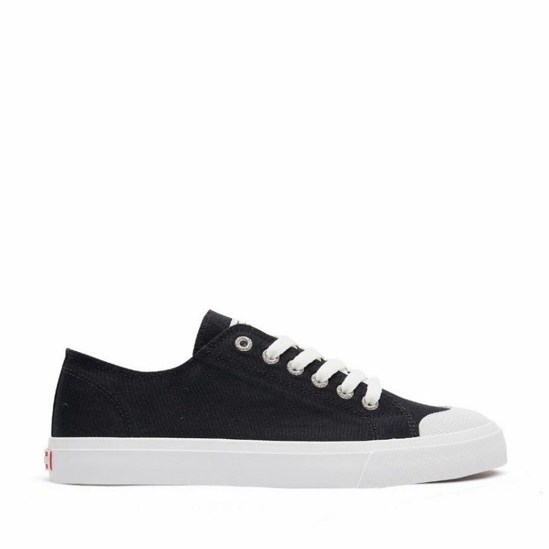 Black White Women\'s Rockfish Classic 746 Canvas Low-Top Sneakers | QRT592EC