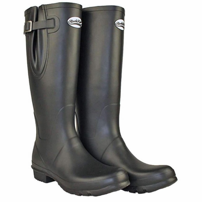 Black Women's Rockfish Everyday Tall Side Adjustable Wellington Boots | KWN1827KM