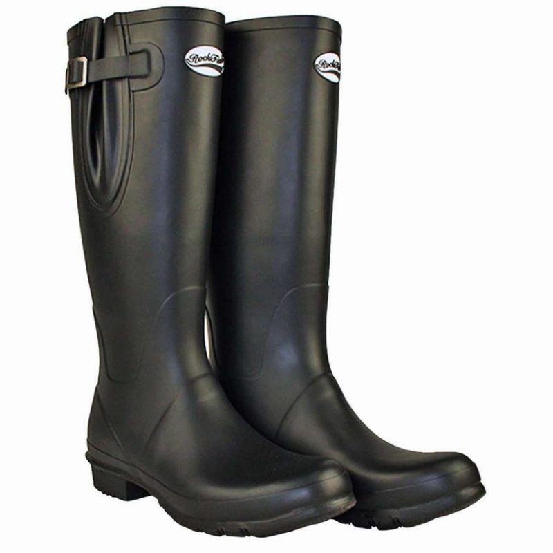 Black Women's Rockfish Everyday Tall Side Adjustable Wellington Boots | IYX901TM