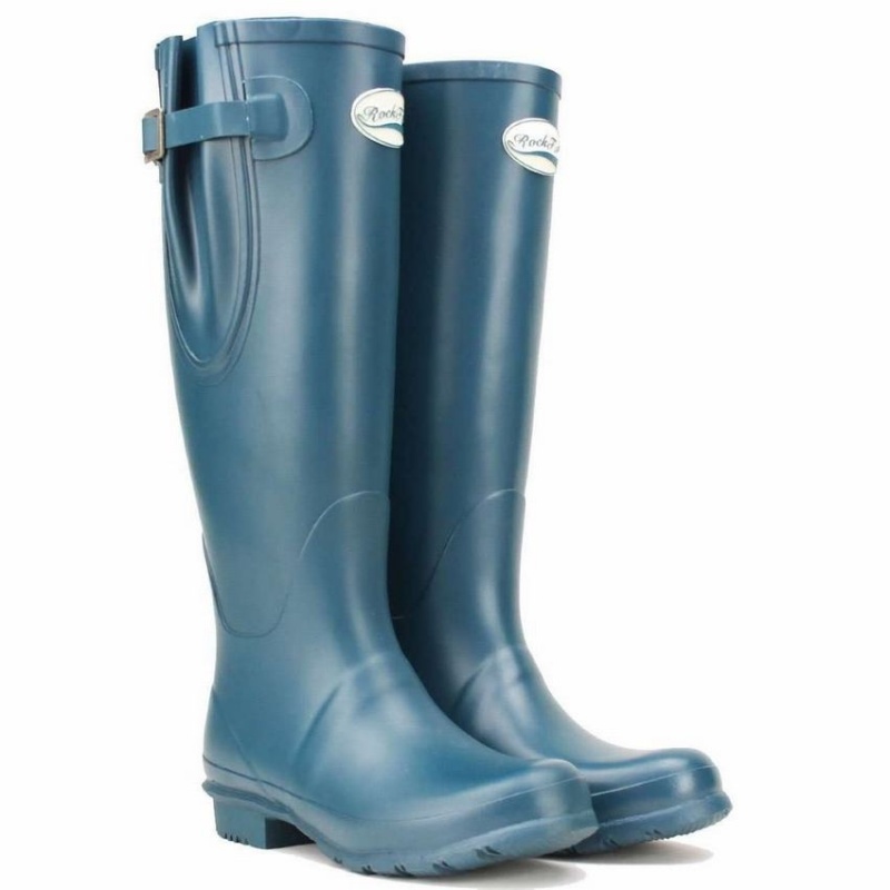 Blue Women's Rockfish Everyday Tall Side Adjustable Wellington Boots | DDL1761HQ