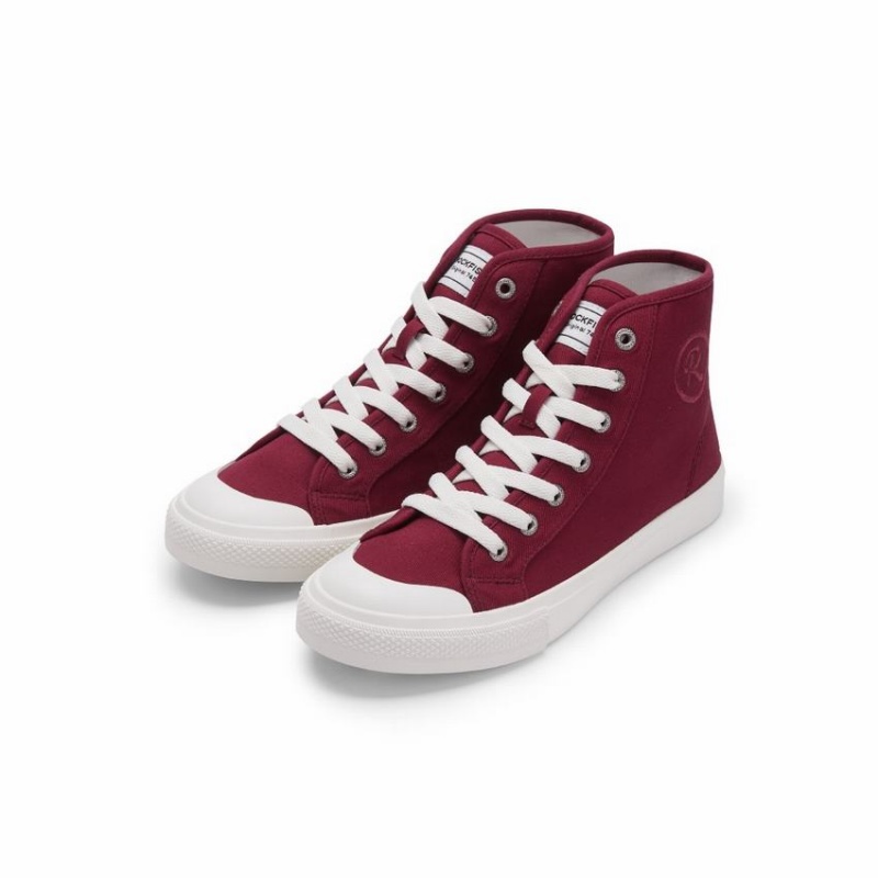 Dark Red Women's Rockfish Original 745 Water Repellent Canvas High-Top Sneakers | EAP9819LC