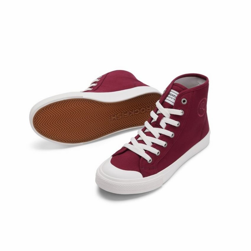 Dark Red Women's Rockfish Original 745 Water Repellent Canvas High-Top Sneakers | EAP9819LC