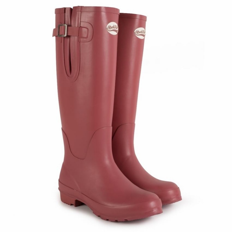 Deep Red Women's Rockfish Everyday Tall Side Adjustable Wellington Boots | OUD8115XO