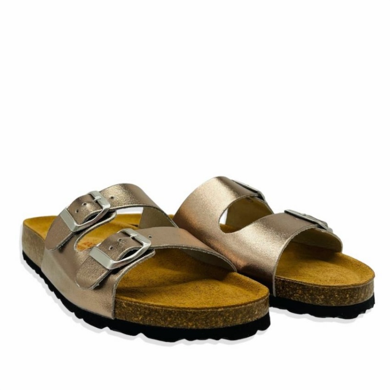 Gold Women's Rockfish Kendall Two-Strap Double Strap Sandals | OKJ869PW