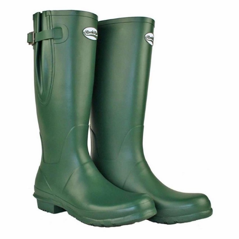 Green Men's Rockfish Everyday Tall Side Adjustable Wellington Boots | XER3694YF