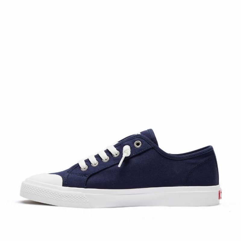 Navy Blue Women's Rockfish Original 745 Lazy-lace Canvas Low-Top Sneakers | QXE6070LA