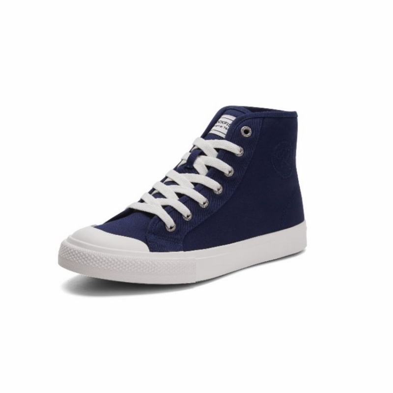 Navy Blue Women's Rockfish Original 745 Water Repellent Canvas High-Top Sneakers | XRG1155QX