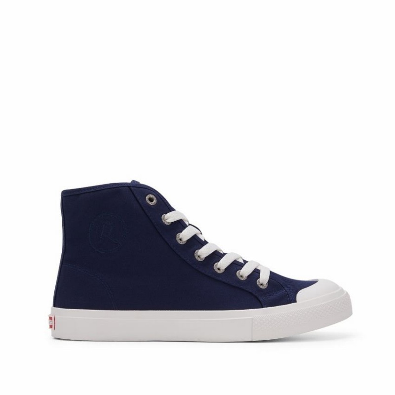 Navy Blue Women\'s Rockfish Original 745 Water Repellent Canvas High-Top Sneakers | XRG1155QX