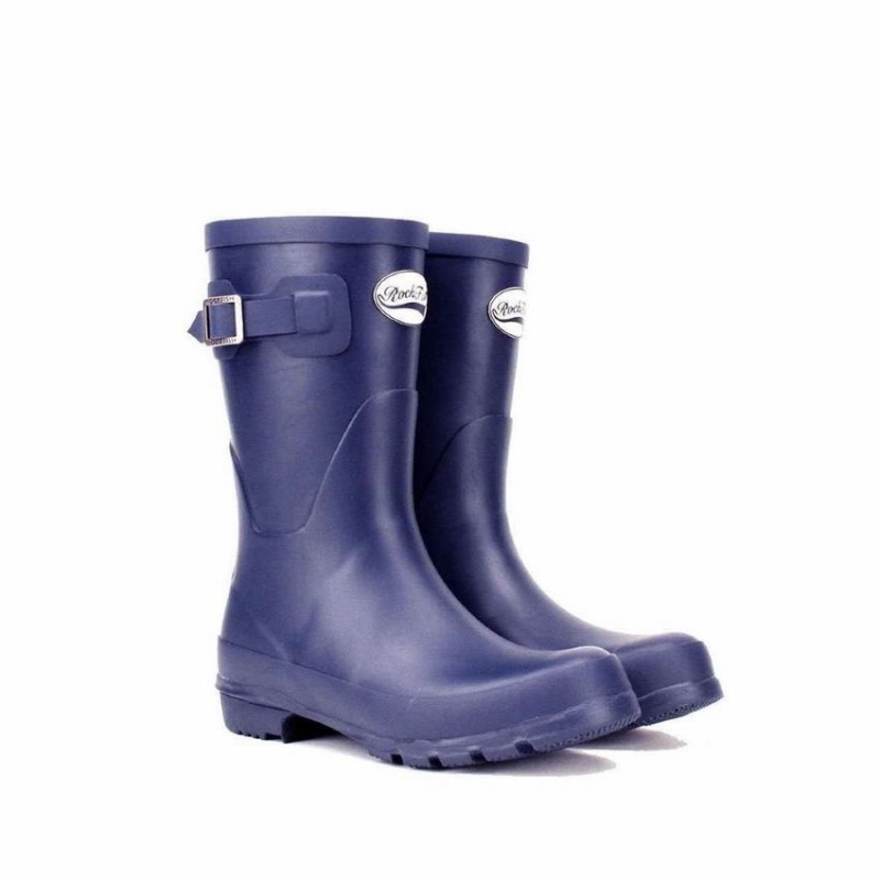 Navy Blue Women's Rockfish Three Quarter Short Wellington Boots | QDU8790NX