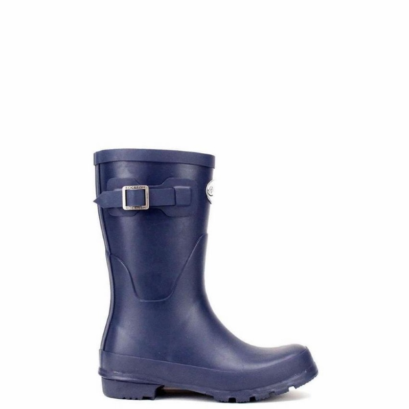 Navy Blue Women\'s Rockfish Three Quarter Short Wellington Boots | QDU8790NX