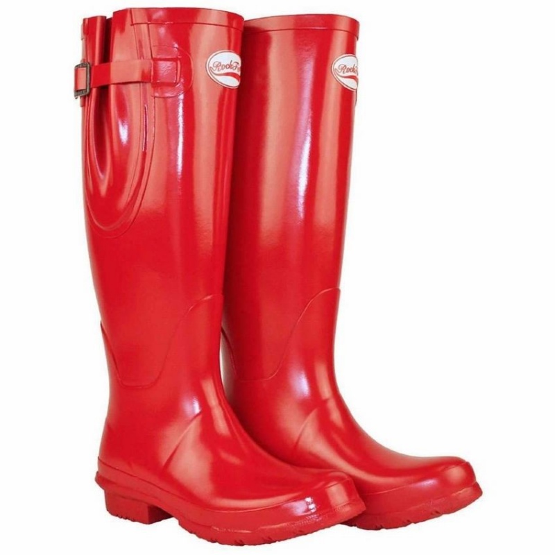 Red Women's Rockfish Everyday Tall Side Adjustable Wellington Boots | NUH559BC