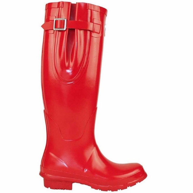 Red Women\'s Rockfish Everyday Tall Side Adjustable Wellington Boots | NUH559BC