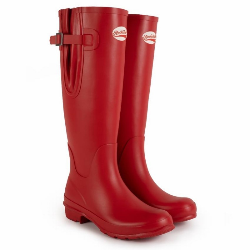 Red Women's Rockfish Everyday Tall Side Adjustable Wellington Boots | UVC6531XB