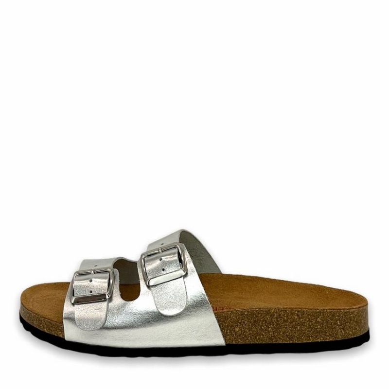 Silver Women's Rockfish Kendall Two-Strap Double Strap Sandals | JYC7683HT