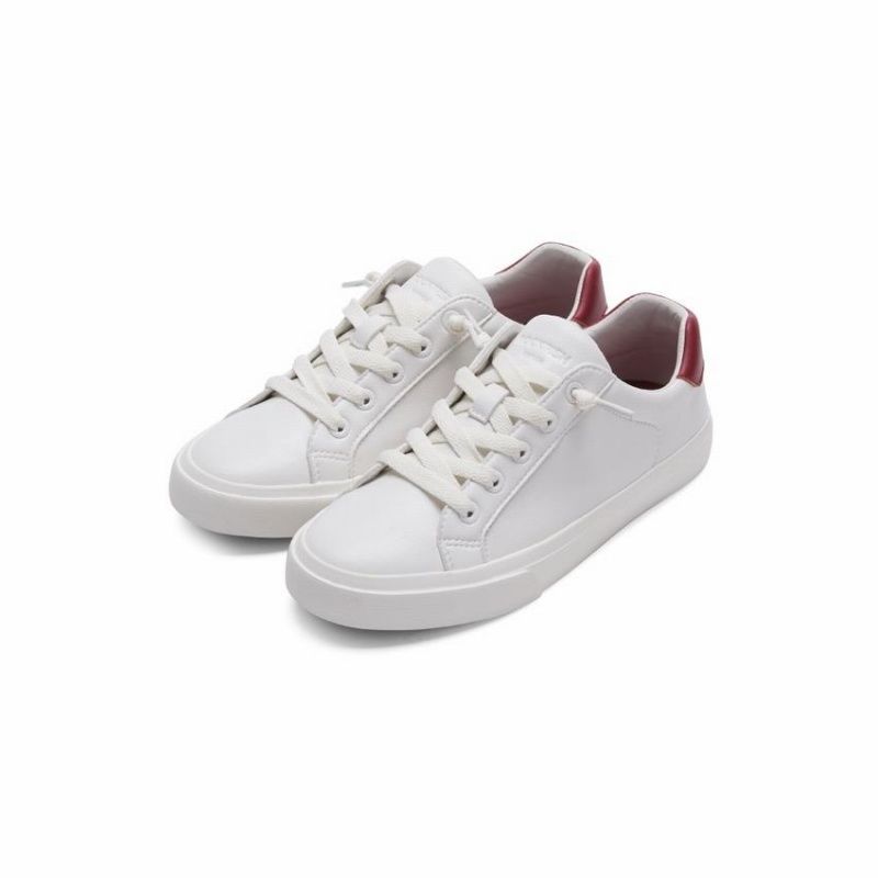 White Red Women's Rockfish 775 Microfibre Trainers Low-Top Sneakers | EWT781QY