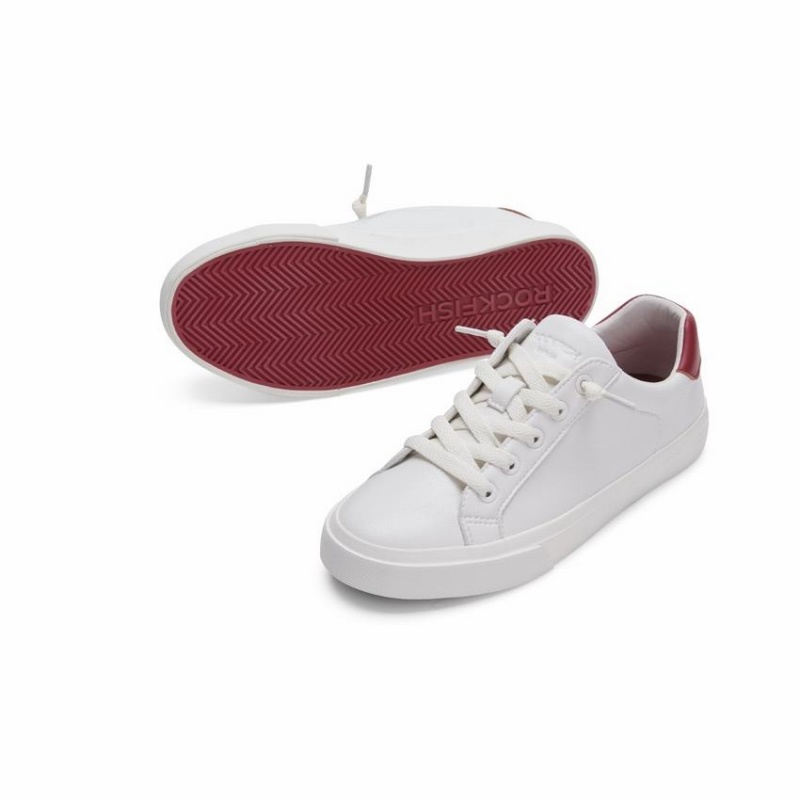 White Red Women's Rockfish 775 Microfibre Trainers Low-Top Sneakers | EWT781QY