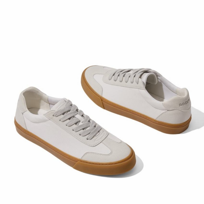 White Women's Rockfish 901 Dwr German Army Trainer Canvas Low-Top Sneakers | EBS4052ZI