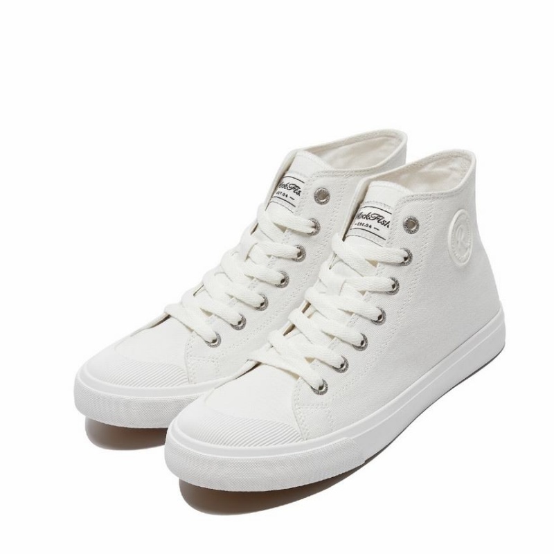 White Women's Rockfish Classic 746 Canvas High-Top Sneakers | VEN518SX