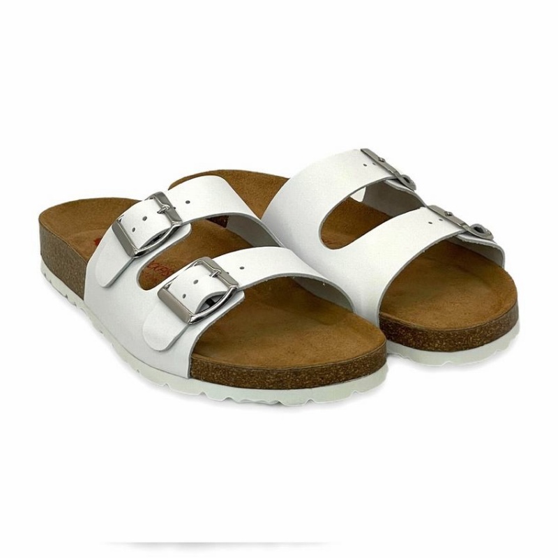 White Women's Rockfish Kendall Two-Strap Double Strap Sandals | AHS9937IJ