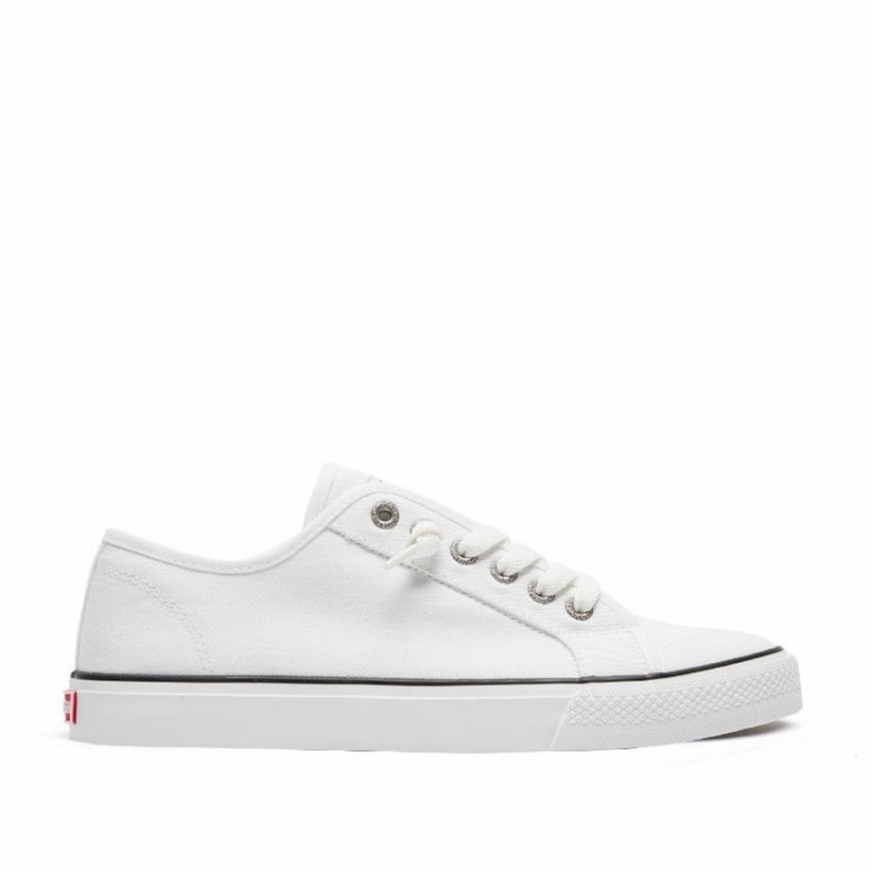 White Women\'s Rockfish Original 745 Lazy-lace Canvas Low-Top Sneakers | OFC2557ZI