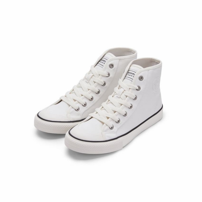 White Women's Rockfish Original 745 Water Repellent Canvas High-Top Sneakers | RKQ3865ZP